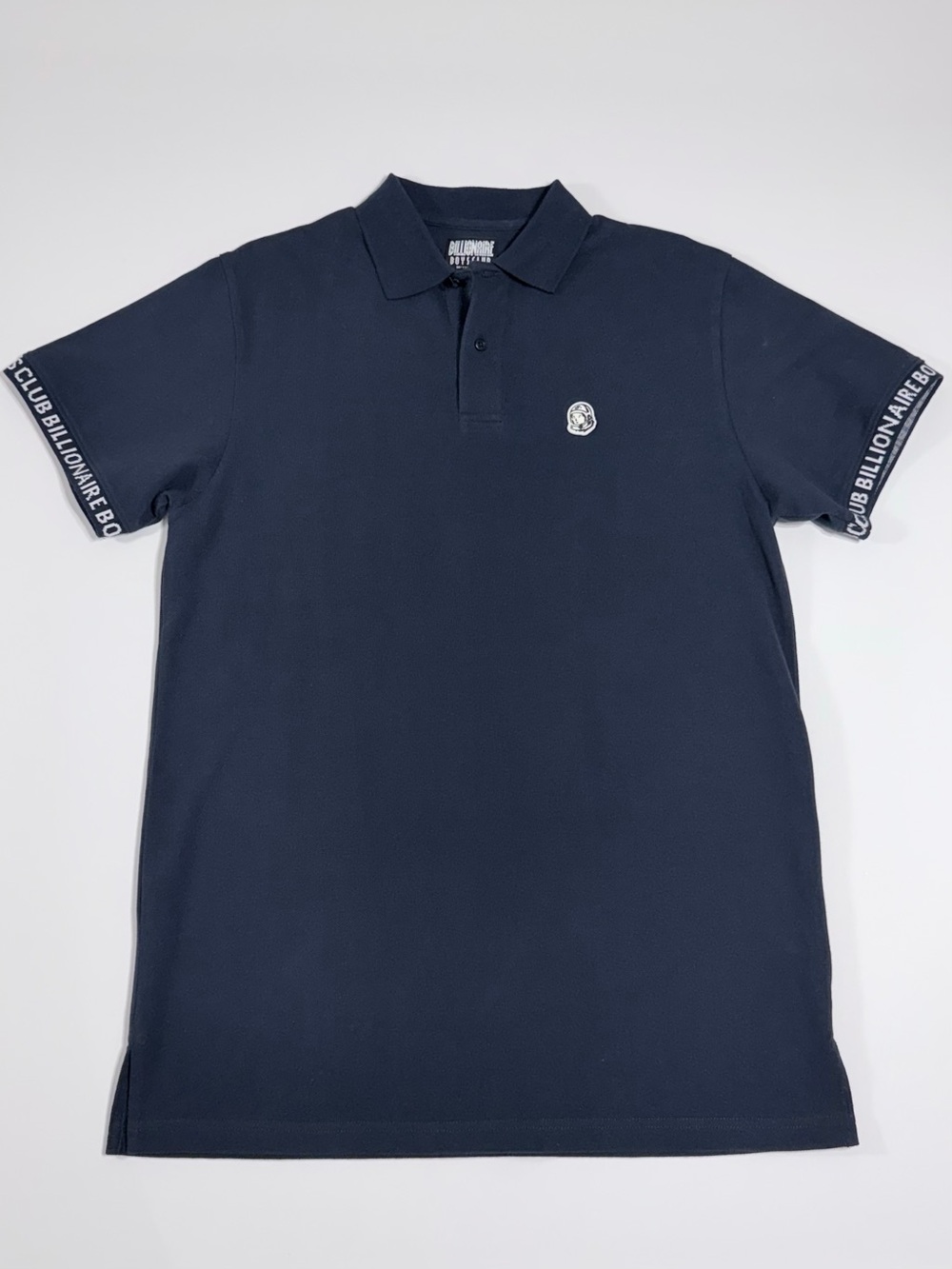 Billionaire Boys Club Polo Shirt Navy Astronaut Logo Sleeve Spellout Size L